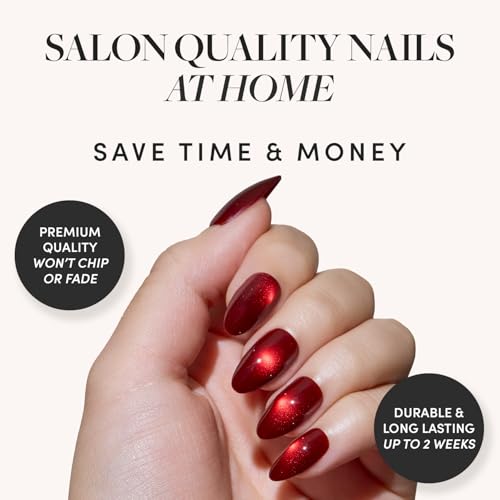 Glamnetic Frosted Cranberry Press-On Nails - Short Almond Kit