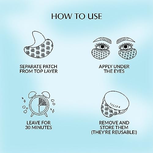 Talika Eye Therapy Patch - Instant Smoothing Eye Patches - Mask For Dark Circles & Tired Eyes - 6 Pairs Reusable & Travel Case