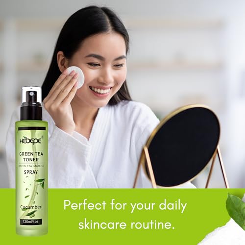 Hebepe Green Tea Matcha Facial Toner Mist with Cucumber, Refreshing, and Soothing Face Toner, with Jojoba Oil, Castor Oil, Snail Filtrate,120ml