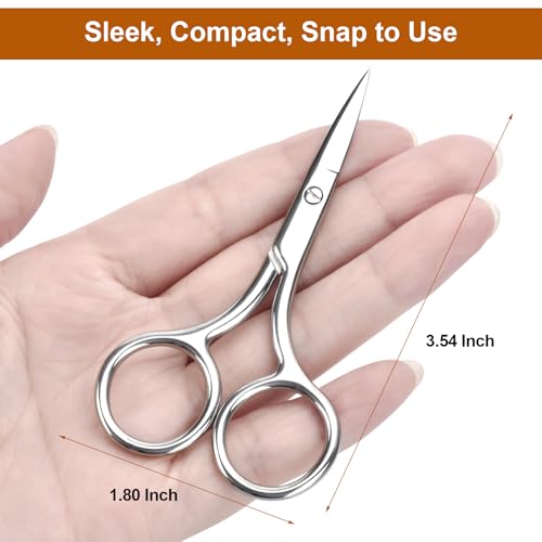 Sharp-Pointed Small Scissors Set for Eyebrow & Facial Grooming - 2 Pack, 3.5 Inch Stainless Steel Precision Trimmers