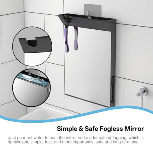 Anti Fog Shower Mirror 10x6.7 Large Black Wall Mount