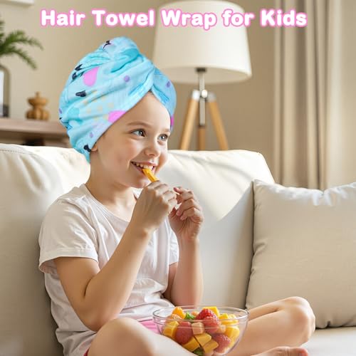 FIOBEE Microfiber Hair Towel Wrap for Kids Girls – Quick Dry
