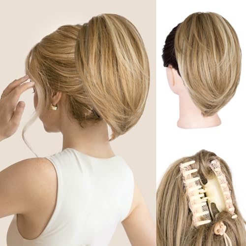 Clip-In Ponytail Extension 10" - Dark Blonde Highlights