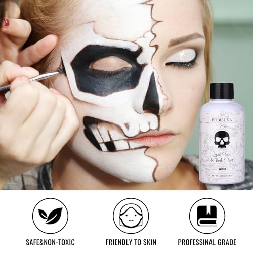 BOBISUKA White Liquid Face & Body Paint - 130ml Fast Drying SFX Makeup