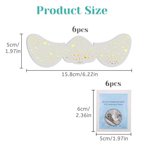 Glitter Face Freckle Stickers - 6PC Gold Star Heart Bow Patches