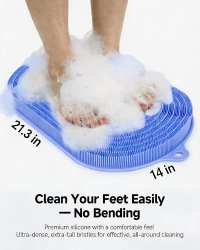 VIWU Extra Large Silicone Shower Foot Scrubber Mat & Massager (21.3" x 14")