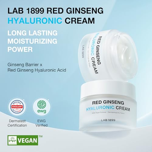Donginbi LAB 1899 Red Ginseng Hyaluronic Cream - Deep Hydrating Cream for Dry Skin, Face Moisturizer with Hyaluronic Acid, Korean Red Ginseng, Korean Skin Care Gifts for Women, 1.69 floz