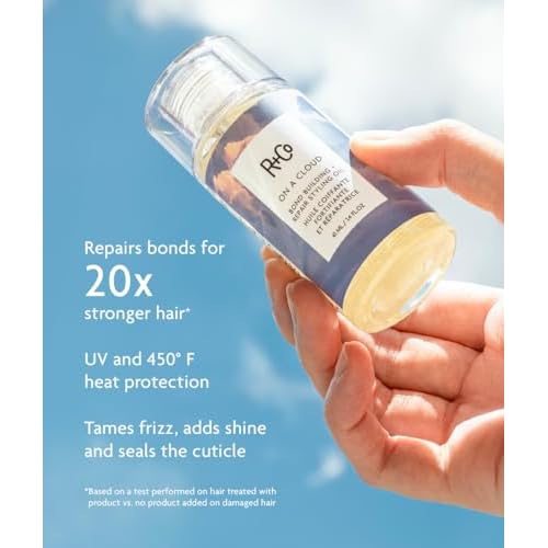 R+Co On a Cloud Bond Building Repair + Styling Oil - Lightweight Silicone-Free Hair Oil for Frizz Control, Shine, Heat & UV Protection - Strengthens & Repairs All Hair Types - 1.4 Fl Oz / 41 mL