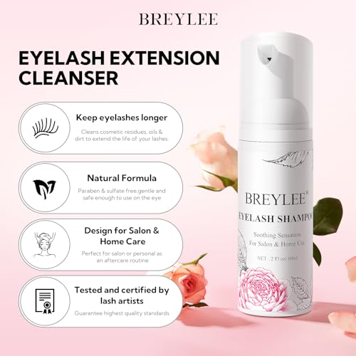 BREYLEE Lash Extension Shampoo Kit 60ml with Rinse Bottle
