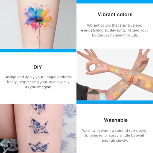 Printable Temporary Tattoo Paper for INKJET Printer, 30-Sets Custom Tattoo Printer Sticker 8.5X11", DIY Personal Clear Transfer Paper for Kids, Family, Christmas, Birthdays, Parties, Festivals
