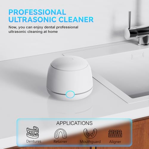 Ultrasonic Retainer Cleaner Machine Pro, Quickly Completes Denture Brushing and Bathing, Deep Cleaning, and Effectively Prevents Aligner Discoloration - White