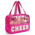 Cheer Makeup Bag with Chenille Letters - High-Capacity Travel Pouch