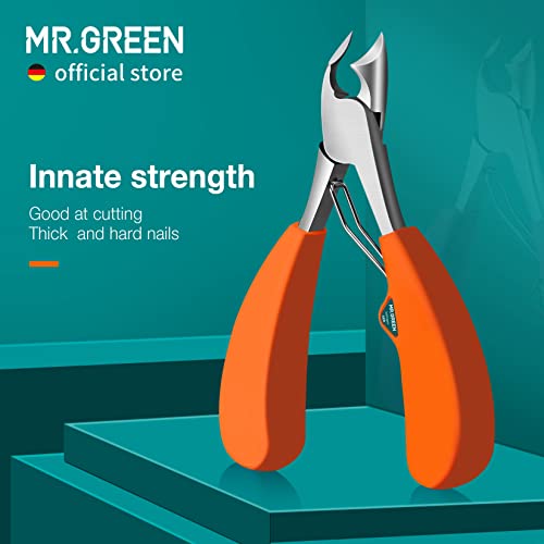 MR.GREEN Toenail Clipper Stainless Steel Ingrown Nail Cutter Good at Cutting Thick and Hard Nails Pedicure Tools (Orange+Nail Remover)