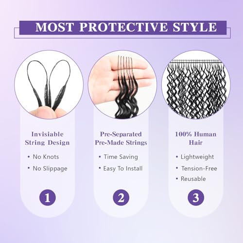Deep Wave Human Crochet Hair 16 Inch 60g | Pre-Separated Extensions