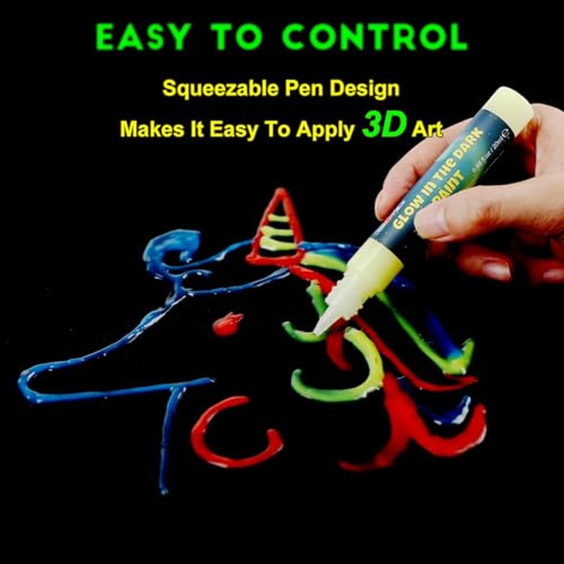 Glow in the Dark Fabric Paint Set - 12 Neon Colors, 20ml Each