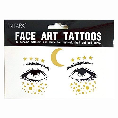 Metallic Face Tattoo Stickers - 3 Sheets Gold Glitter Temporary