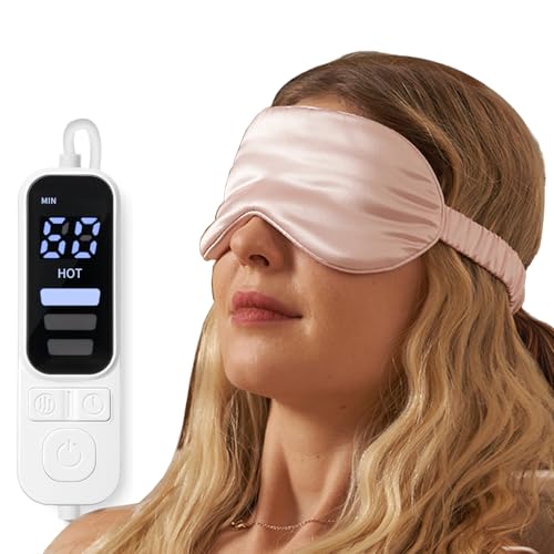 Pink Heated Eye Mask for Dry Eyes, MGD, Blepharitis, Stye Treatment, Warm & Cool Eye Masks, USB Powered, Adjustable, Silk-like Material