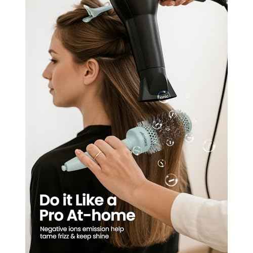 AIMIKE NaturaVol Round Brush for Blow Out, Round Hair Brush Nano Thermal Ceramic & Ionic Tech, for Blow Drying & Salon-like Styling at-home, Maximum Volume Shine - 1.7¡± Barrel, 2.5¡± w/Bristle