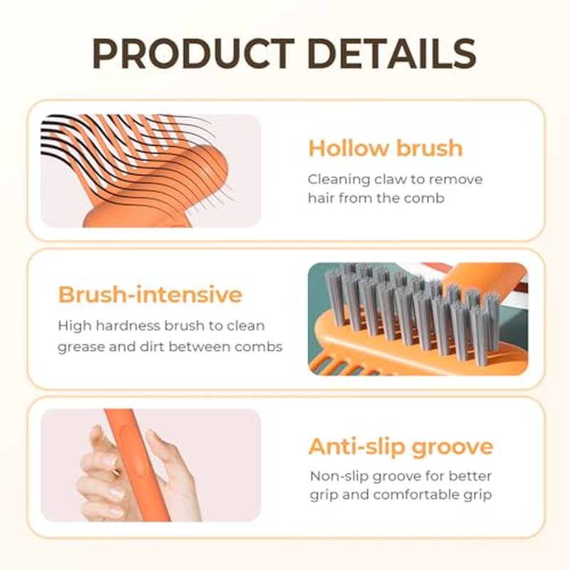 2-in-1 Hair Brush Cleaning Tool with Comb Pick & Bristles