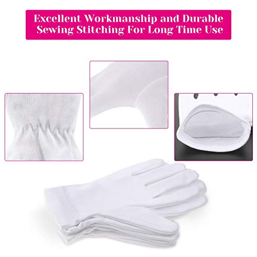 Moisturizing Gloves for Dry Hands Overnight, Selizo 3 Pairs 100 Percent White Cotton Gloves for Women Eczema, Hand Moisturizer Sleeping Spa Gloves for Eczema Dry Hands