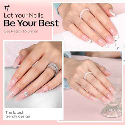 modelones Jelly Gel Nail Polish, 15 ML Jelly Nude Pink Nail Polish Sheer Neutral Color Long Nails Natural Translucent Soak Off U V Gel Clean Girl Nails for Women Nail Art French Tip Manicure at Home