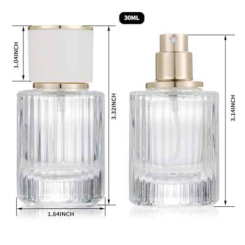 2 Pack 30ml Empty Perfume Spray Bottles, Refillable Fine Mist Atomizer Portable Travel Cologne Atomizers Fragrance Containers Sprayer for Perfume (30ML Black Cap and 30ML White Cap)