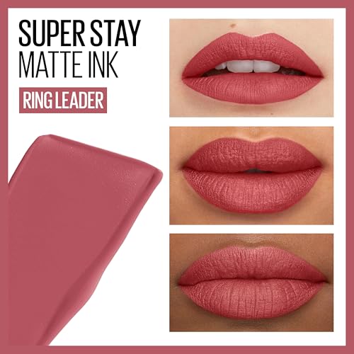 Maybelline Super Stay Matte Ink Liquid Lipstick Makeup, Long Lasting High Impact Color, Up to 16H Wear, Ringleader, Mauve Pink, 1 Count