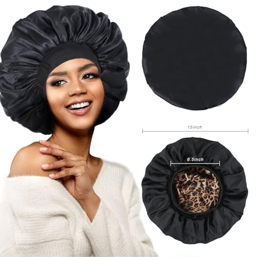 Silk Bonnet for Sleeping – Adjustable Double Layer Satin Cap
