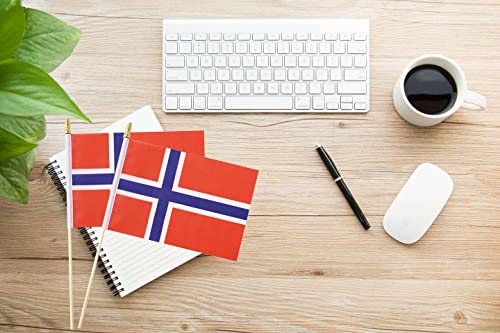 25 Pack Mini Norway Flags - 5x8 Inch Handheld Stick Flags