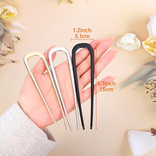 Elegant U-Shaped French Hair Pins Set of 3 for Updos
