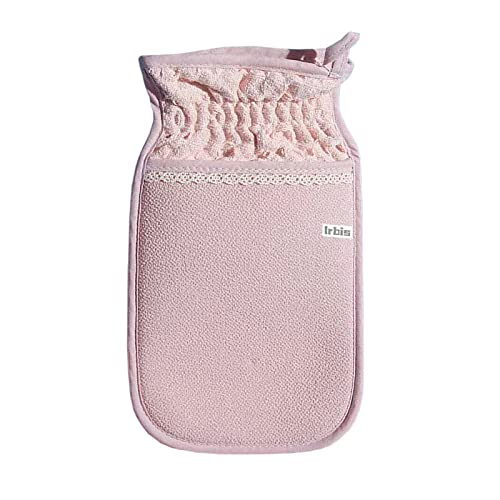 Irbis Deep Exfoliating Glove-Korean Body Scrub Mitt,Exfoliator Scrubber, Dead Skin Remover, Dual Texture Bath Sponge&Washcloth-Great for Shower, Bath, Spray Tan Removal or Home Spa-(Pink,Grey,Blue)