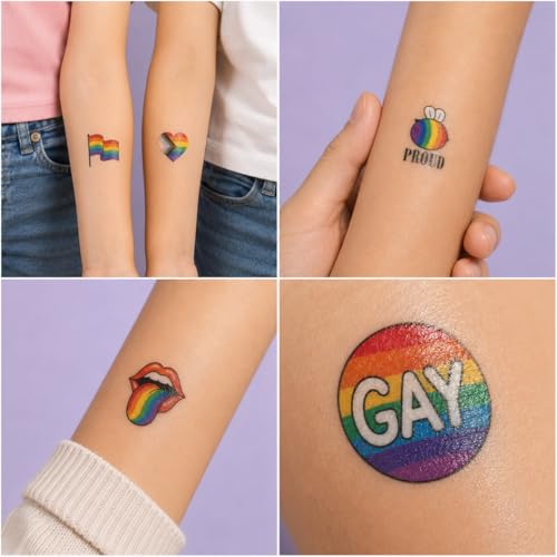 120 PCS Pride Rainbow Temporary Tattoos Waterproof