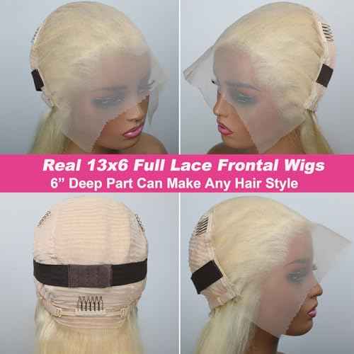 Blonde 613 13x6 Bob Lace Front Wig Human Hair Straight Lace Frontal Wigs Pre Plucked with Baby Hair 180 Density Brazlian Remy Transparent Glueless Short Wigs for Black Women