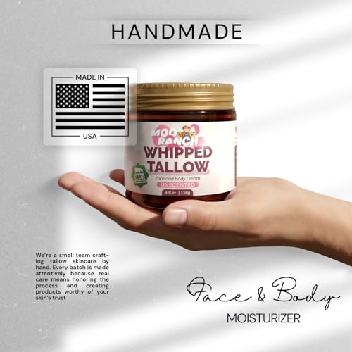 Whipped Beef Tallow for Skin ? Grass-Fed Tallow Balm Moisturizer with Jojoba Oil, Manuka Honey & Calendula ? For Face, Lips, Hands & Body ? For Dry or Sensitive Skin.