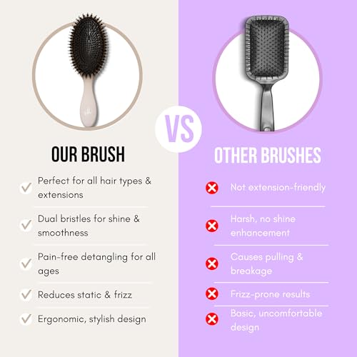 SimplyHair Ultimate Brush & Detangler for All Hair Types - Anti-Static Dual Bristle Design