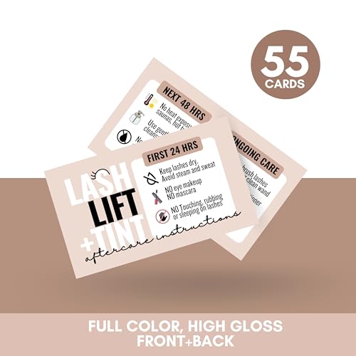 Lash Lift Aftercare Cards - 55 Pack, 3.5x2 High Gloss