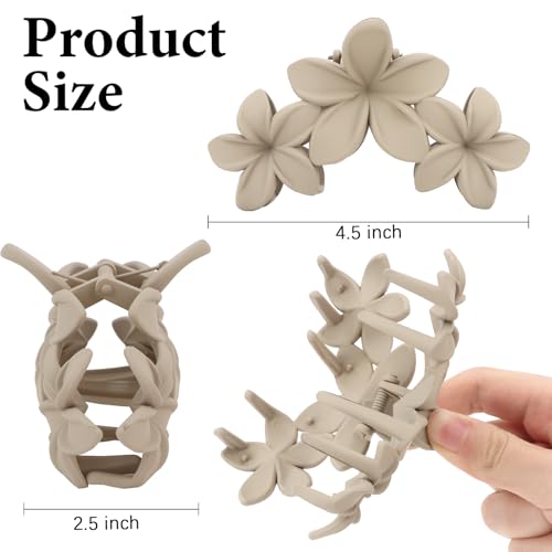 Hawaiian Plumeria Flower Claw Clips - 4 Pack Large Non-Slip Hair Clips