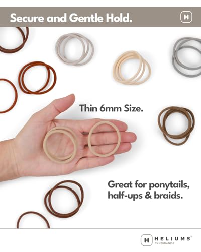 Heliums Thin Seamless Hair Ties Dark Brown 6mm 18 Pack