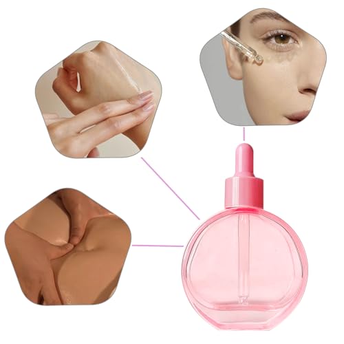 2 oz Pink Glass Dropper Bottles Set of 6 with Caps