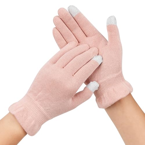 Donfri Touchscreen Cotton Moisturizing Overnight Gloves - 2 Pairs, Pink (M)
