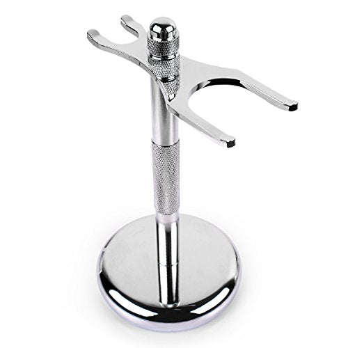 QSHAVE Deluxe Chrome Razor and Brush Stand Holder, Prolong The Life of Your Shaving Brush, 2 Prongs