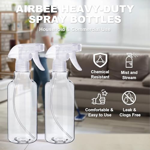 16.9 Oz Spray Bottles 2-Pack Heavy Duty Mist & Stream