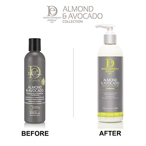 Design Essentials Almond & Avocado Moisturizing & Detangling Conditioner with Shea Butter & Coconut, Conditioner for Natural Hair, 12 oz
