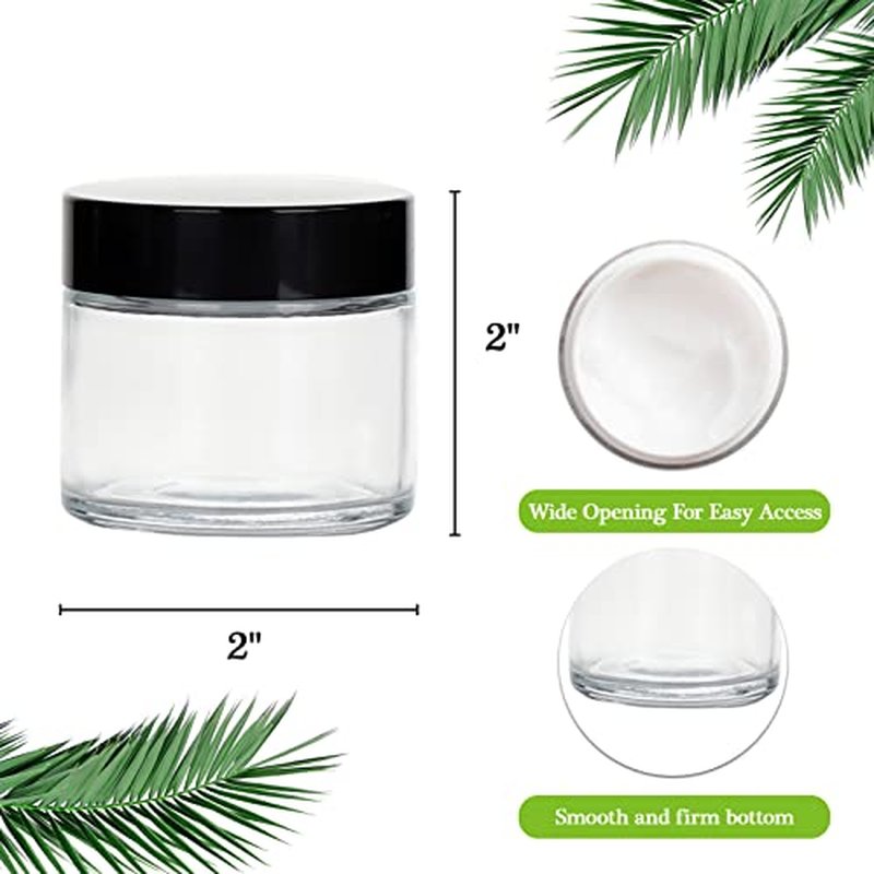 2oz Clear Glass Jars with Lids, 40 Pack - Airtight Cosmetic Containers