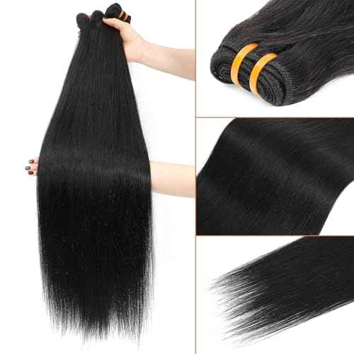 16A Raw Human Hair Bundles 100% Burmese Virgin Straight Bundles Human Hair, Sliky Boutique Extensions, Can Be Dyed and Restyled, Full Ends, Vertical Smooth (16 18 20)