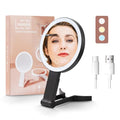1x 10x Magnifying Makeup Mirror with Light, Double-Sided Magnifying Travel Makeup Mirror Rechargeable Three in One Handheld Desktop Hanging with 3-Color Light LED