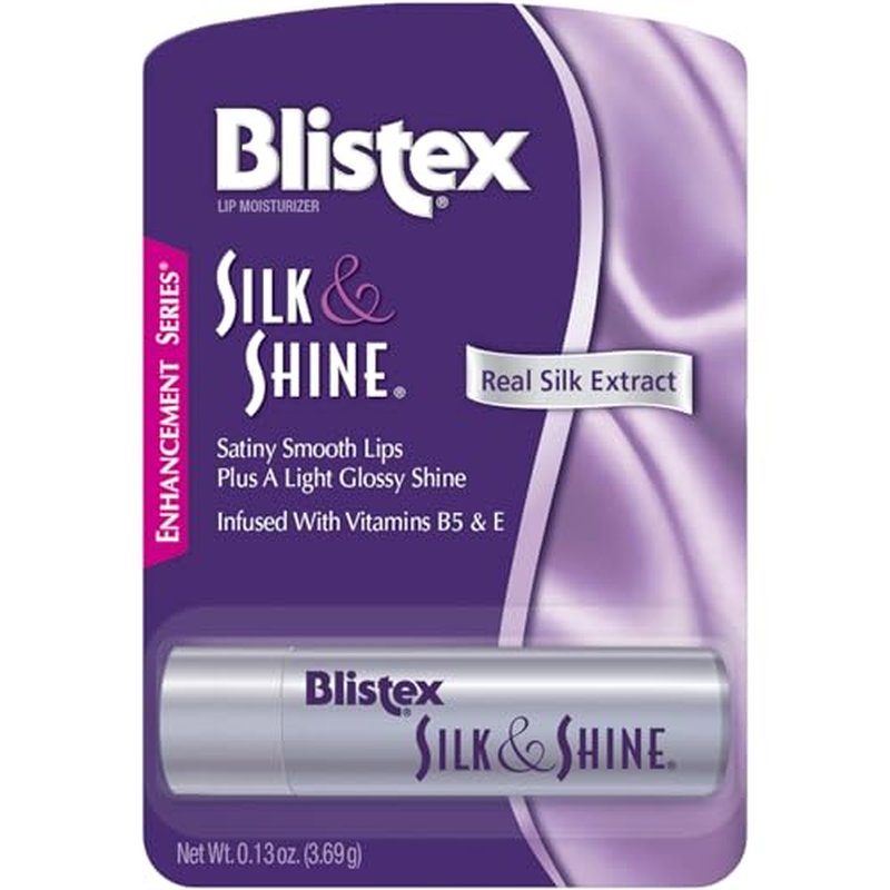 Blistex Silk & Shine Lip Balm, 0.13 Ounce Tube, Vitamin B5 & E, Bulk Lip Balm, Super Smooth Lip Moisturizer, Sheer Gloss for Finished Appearance, 1 Pack