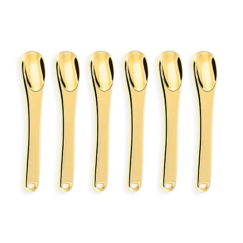 KOIBITO 6 Pack Metal Makeup Spatula, Mini Skin Care Product Aplicator, Metal Spoon, Beauty Scoop for Facial Cosmetic(Gold)