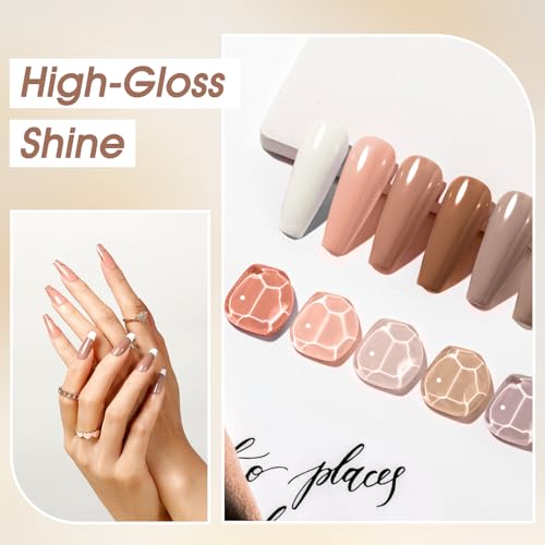 ROSALIND Nude Brown Gel Nail Polish Set, 12 Colors