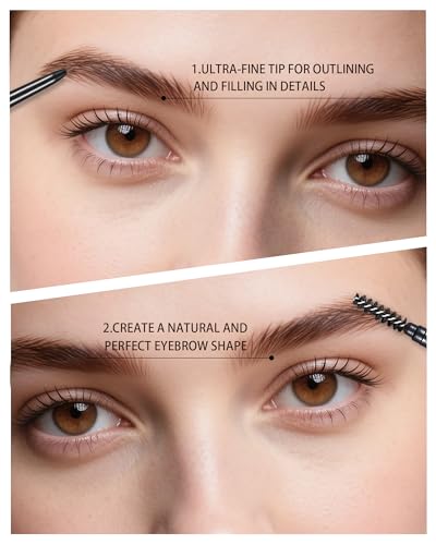Dark Brown Eyebrow Pencil 12-Pack with Razors & Brush
